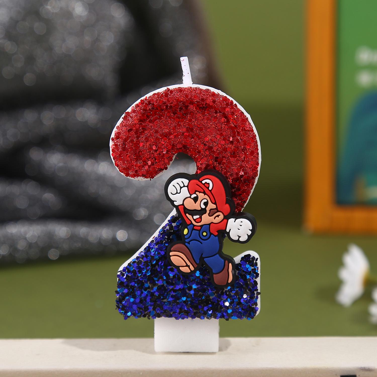 

Mario Digital Glitter Birthday Cake Candles - Colorful Block Party Decorations
