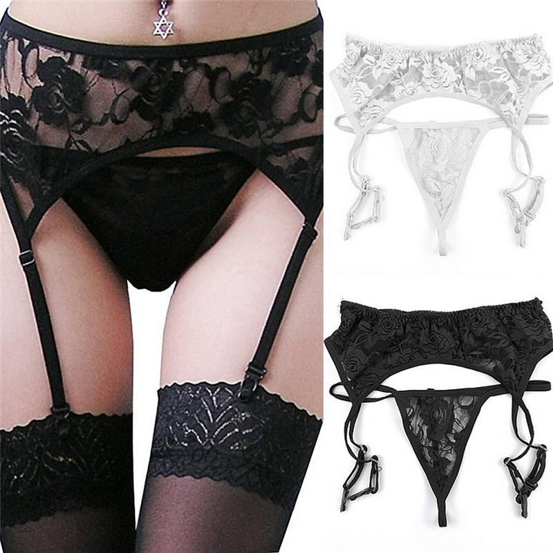 Sexy Lady Lace Suspender Garter Belt Lingerie G-String Thong Set Stocking Belt