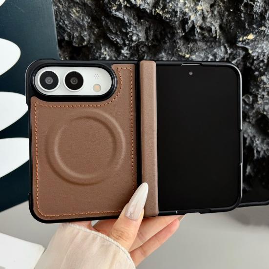 Soft Hard Hybrid Case Magnetic for IPhone 18, Faux Leather Phone Cover with Hinge Shockproof Slim Protection, Full Body Protective 18 Fold Ring Shell