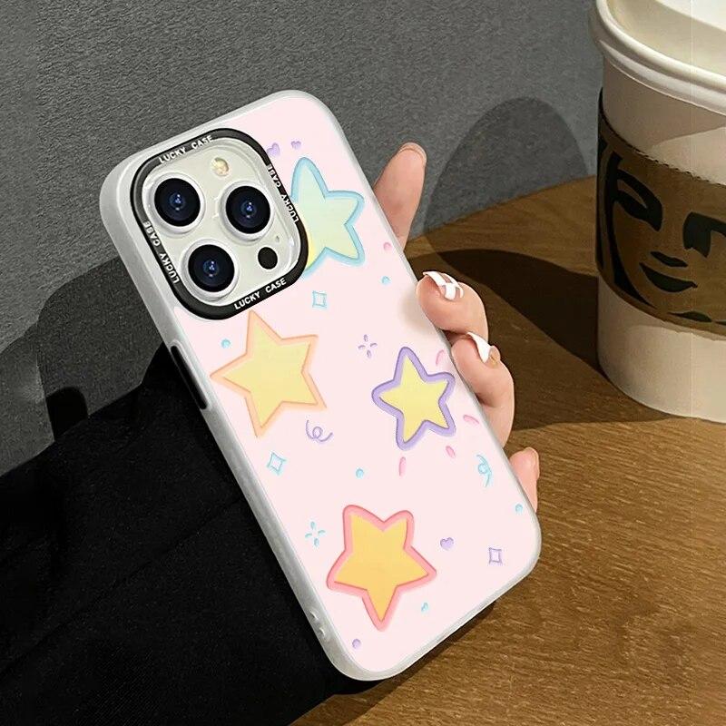 Laser Love Heart Phone Case For iPhone 11 Case iPhone 15 14 12 13 Pro Max X XR XS 7 8 Plus SE Shockproof Bumper Star Y2k Cover