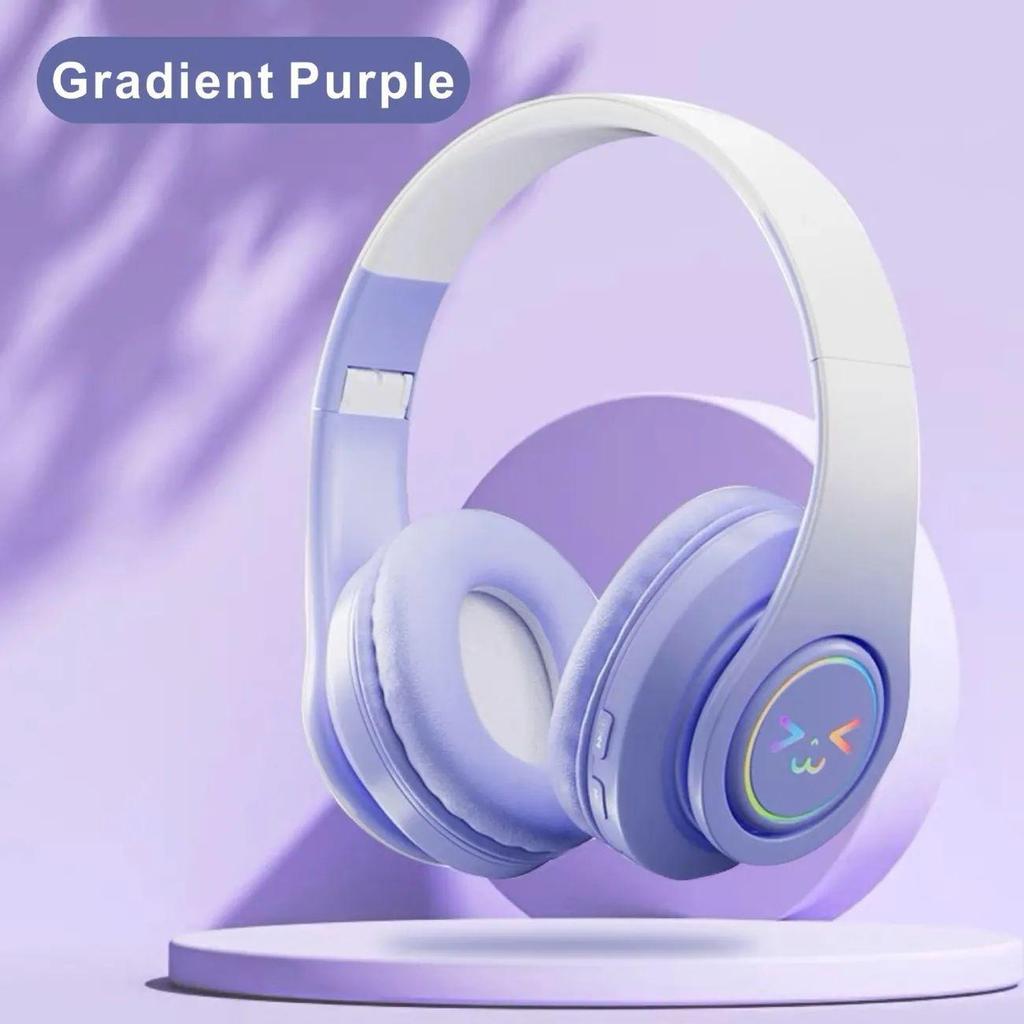 2025 Gradient Luminous Over-Ear Bluetooth Headphones with Card Slot - Universal Compatibility