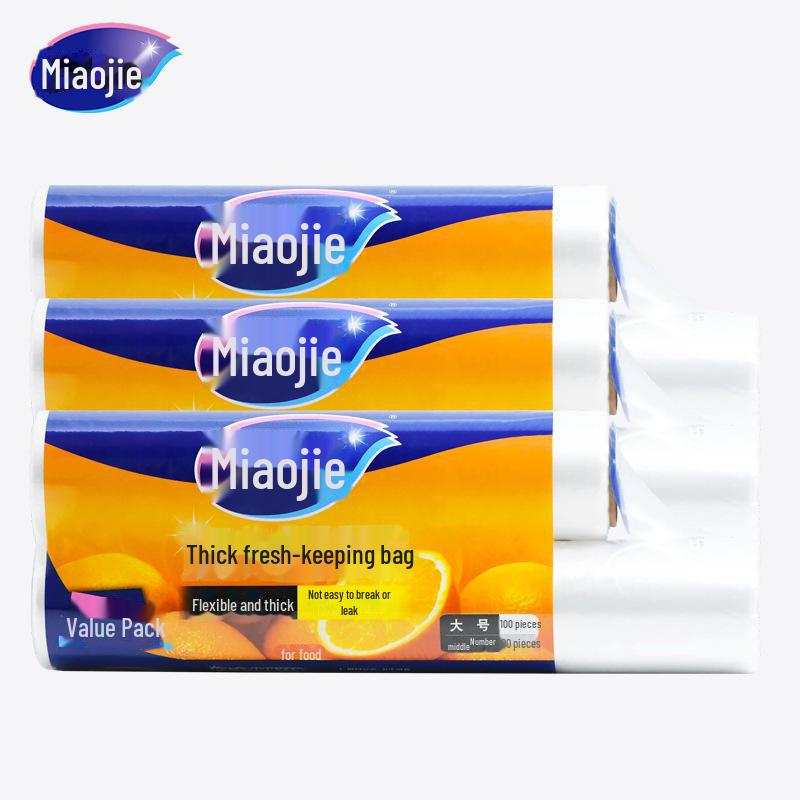 Miaojie Economical PE Fresh-Keeping Bag Combo Pack: Large, Medium & Small Disposable Food Storage Bags.