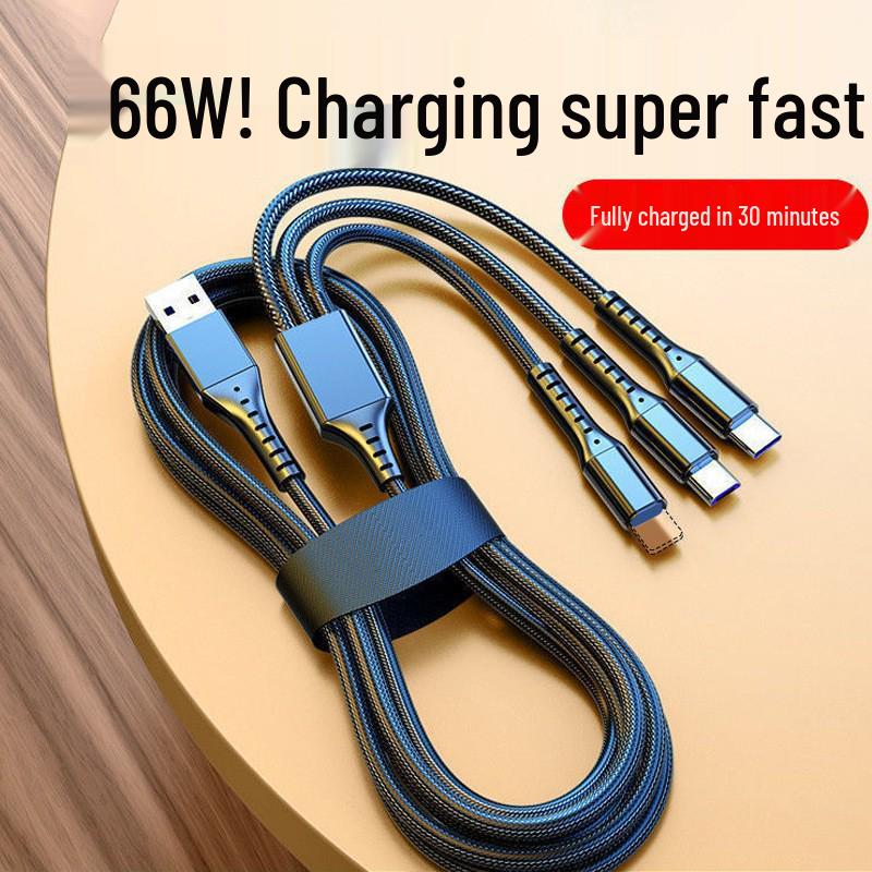 3-in-1 5A Super Fast Charging Cable with Logo for Apple & Type-C Devices