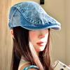Washed Cowboy Forward Hat, Women's Versatile Big Head Circumference, Wearing a Duck Tongue Beret To Show the Face, Small Hat Spring and Autumn