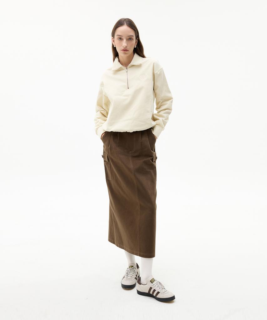 Latizen Lk Pintuck Cotton Skirt(Brown)