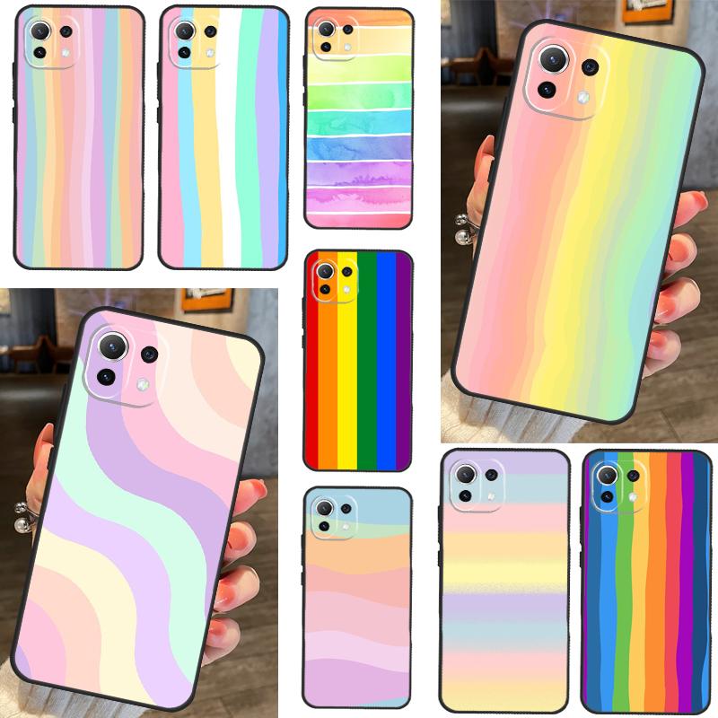 Colorful Rainbow Stripe For Xiaomi 11T 12T 13 Pro 12 11 Lite Phone Case For POCO F5 X5 Pro F4 X4 GT F3 M5 X3 Pro