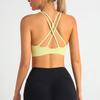 Cross Back Women's Quick-Dry Nylon Sports Bra for Yoga and Running