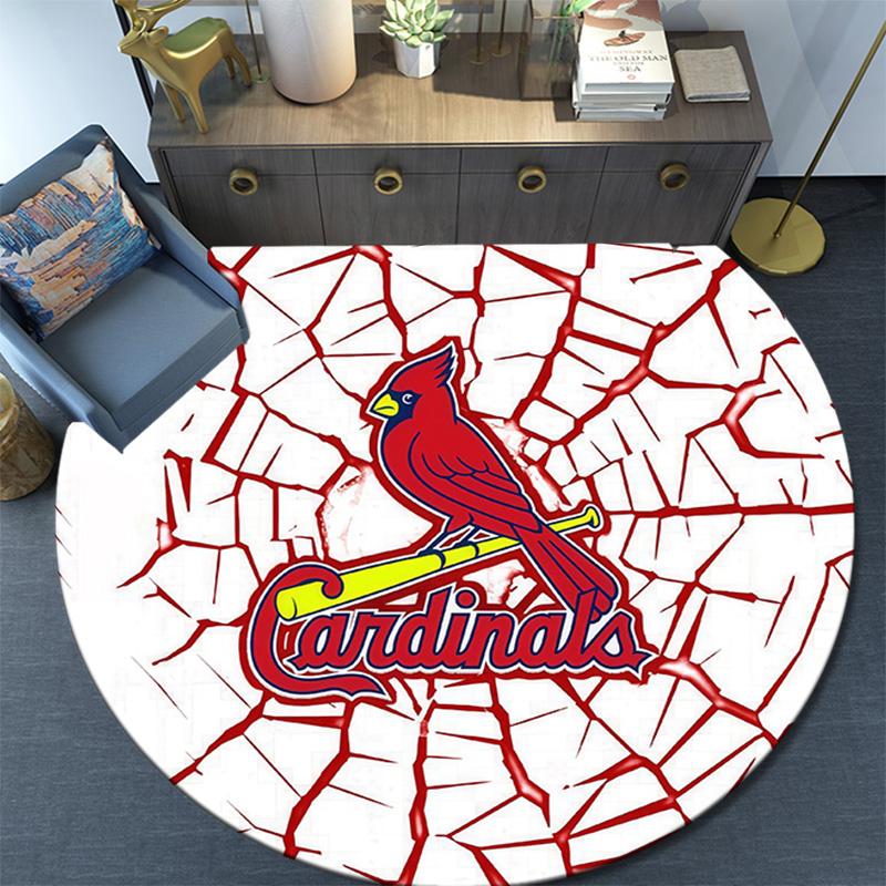 St.Louis Cardinals Round Area Rug,Carpet Rug for Living Room Bedroom Sofa Playroom Decor,Non-slip Floor Mat