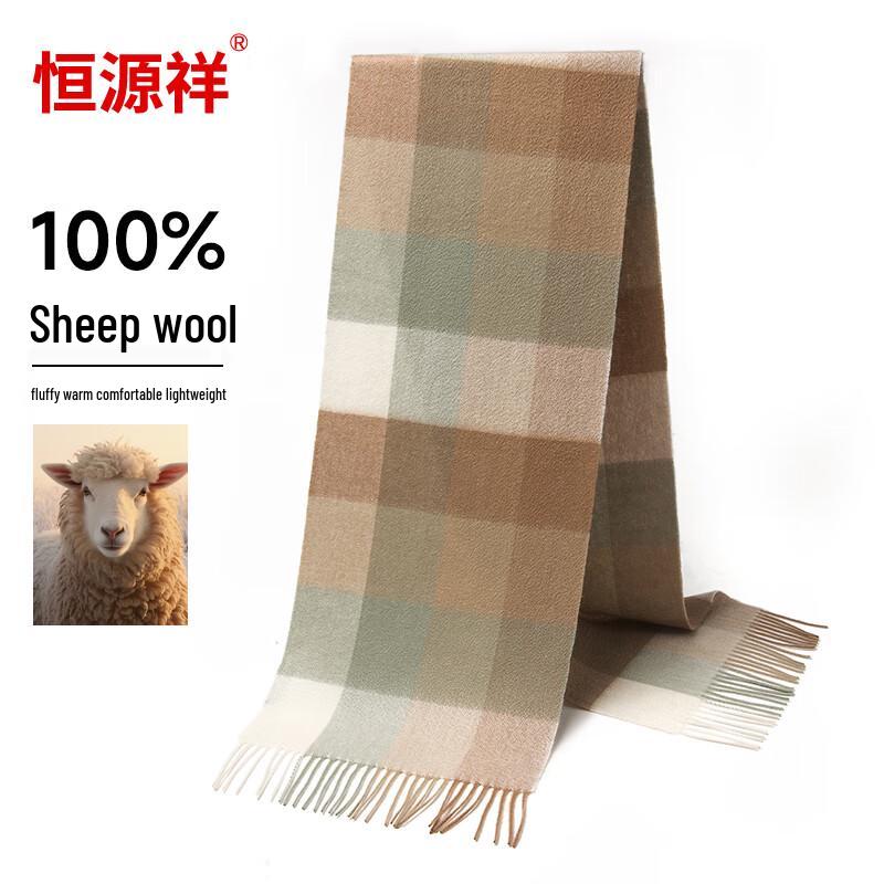 Hengyuanxiang 100% Wool Plaid Scarf