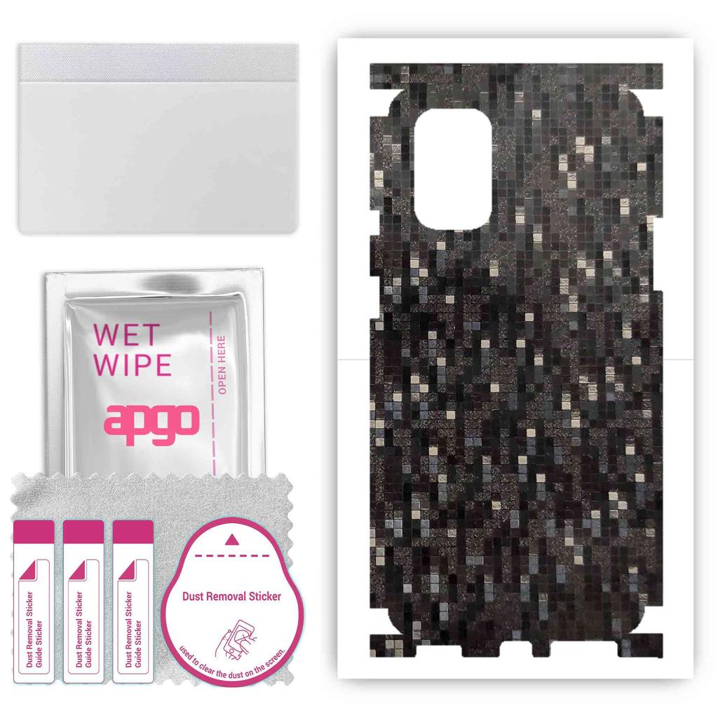 apgo Protective Skin Sticker for the back+sides compatible with OnePlus 8T, Full Wrap Film, Foil, Vinyl - Pattern Carbon Black Pixel