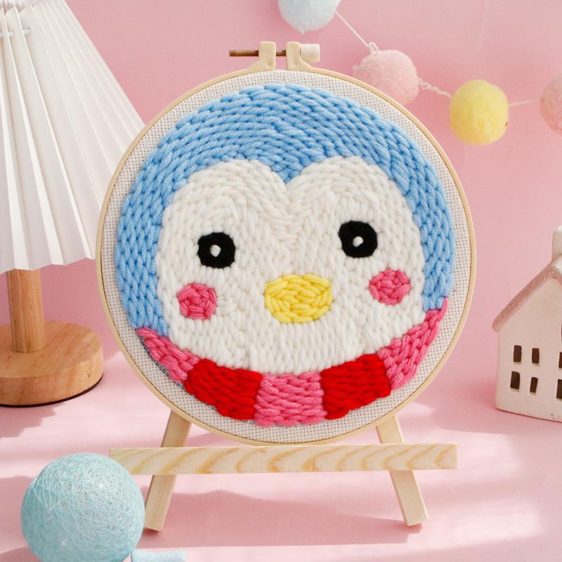 GATYZTORY DIY Punch Needle Kits for Beginners Cartoon with Hoop Punch Needle Embroidery Set Craft Yarn Painting Arts