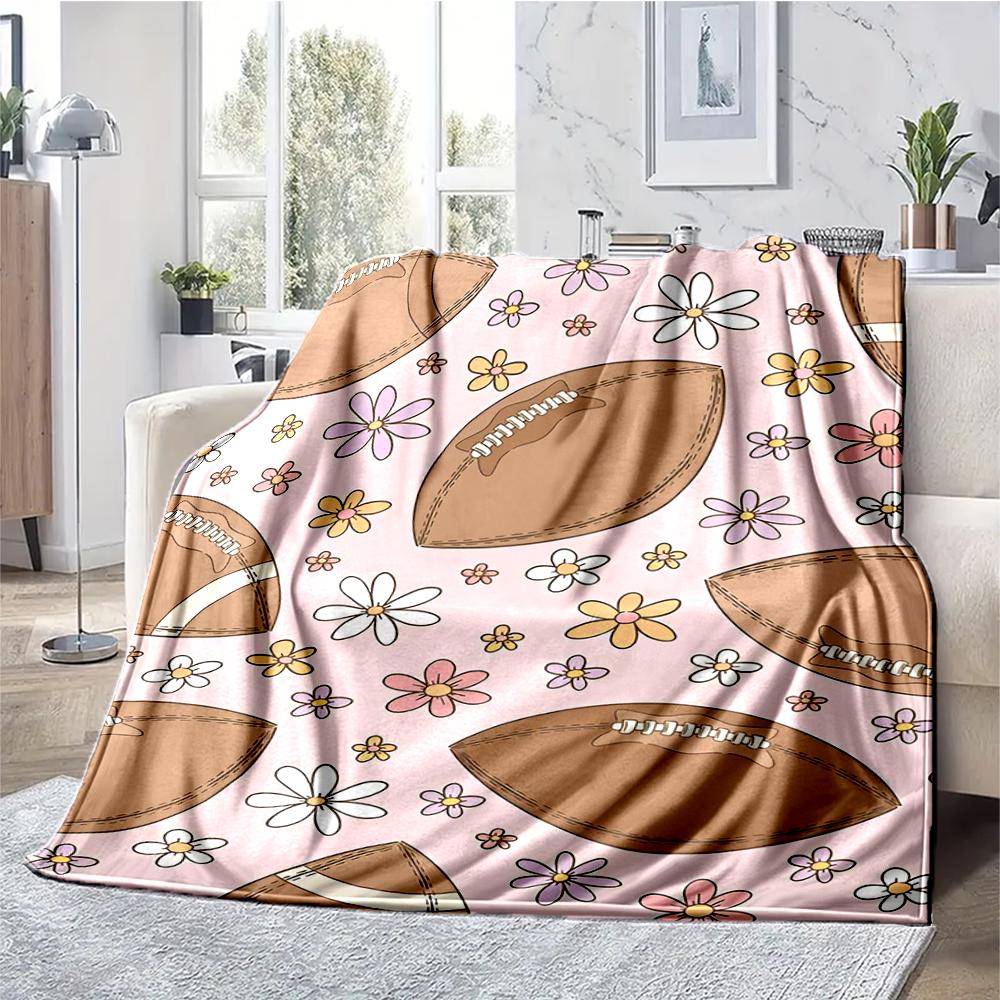 American Football Theme Printed Blanket - Perfect for Couch, Bed, Travel & Outdoor Use | Machine Washable, Cozy & Durable.
