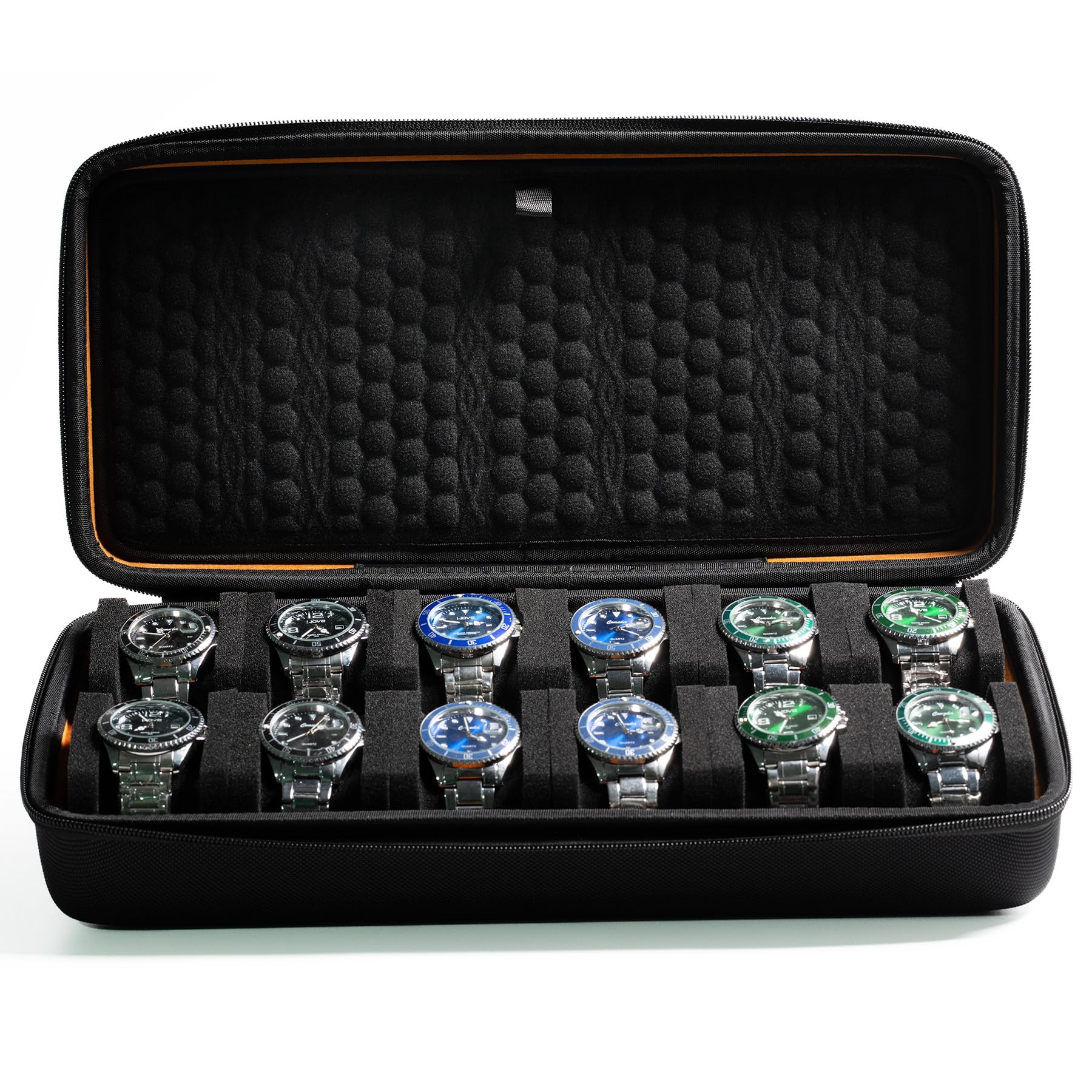 

AUKURA 12-Slot Watch Case - Hardshell Watch Travel Storage Organizer Box. Fits watches of all sizes.