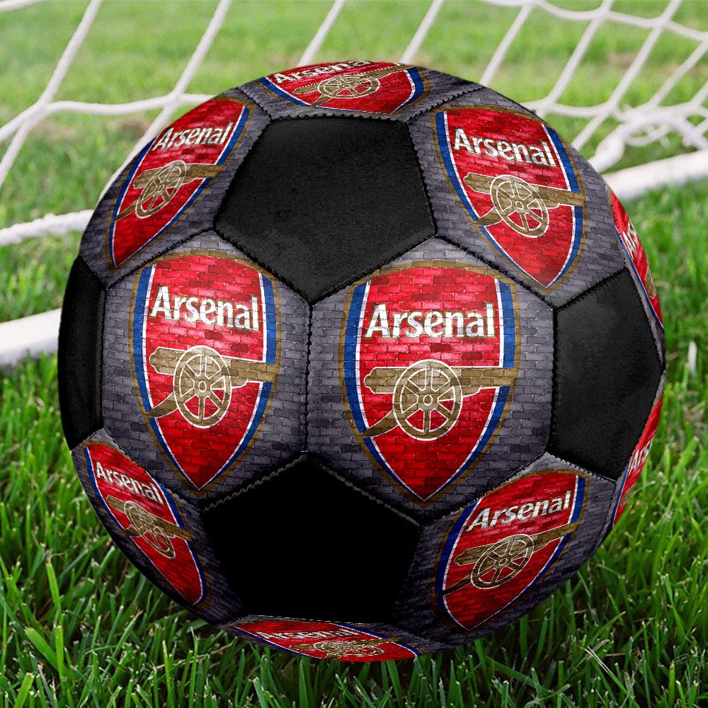 Pallone da Calcio Arsenal Football Club Taglia 5, Cucito a Macchina in PVC, Resistente e ad Alto Rimbalzo, Adatto a Tutte le Età, Merchandising per tifosi, Partite e Uso all'Aperto.