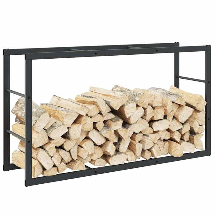 VidaXL Portant de bois de chauffage noir 110x30x61 cm acier, porte-bûches, étagère à bois, support de stockage de bois de 4018466