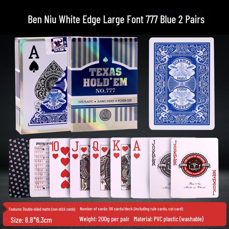 Gold Art 606 Waterproof Texas Hold'em Poker Cards, Large Font, Durable and Washable
