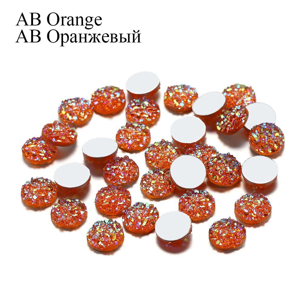 50Pcs/Lot 8mm Mix Colors Natural Ore Style Cabochons Convex Flat Back Resin Half Round Cabochons For DIY Jewelry Making Supplies
