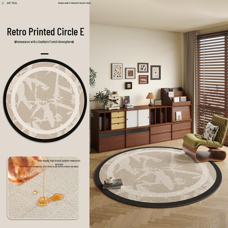 Thick Waterproof French-Style Round Carpet for Bedroom, Sofa, Coffee Table, and Dressing Room