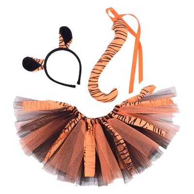 3 Pieces Tiger Costume Set Tiger Ears Headband Tail  Tutu Skirt for Kid Halloween Christmas Animal Cosplay Accessories