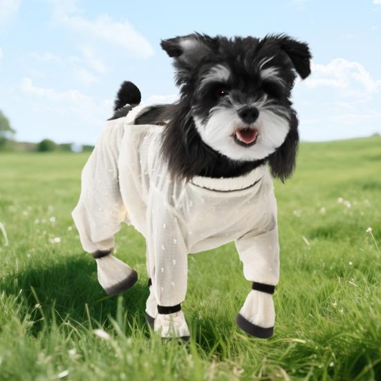 Pet Anti Dust Pants Waterproof Anti-Slip Dog Paw Protector Shoes Rain Boots with Adjustable Suspender Dirty-Proof Belly for Outdoor Hiking Walking