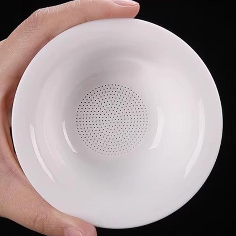 1Pcs Tea Maker Mutton Fat Jade White Porcelain All-In-One Full Ceramic Hole Tea Drain Ceramic Tea Set Accessories Tea Filter