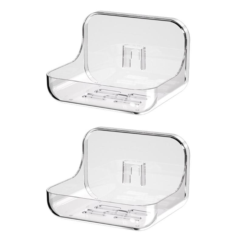 2Pcs Clearly plastic Soap Dish Modern Waterproof Soap Holder Easy Installation Bathroom Essential Shelf Kitchen Friendly