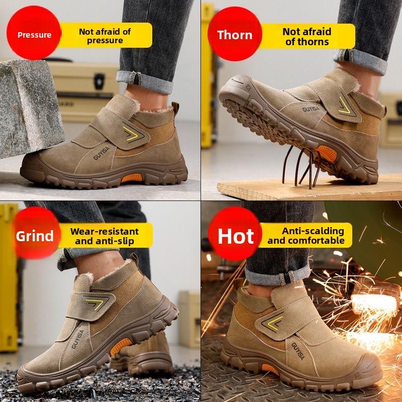 High Quality Safety Shoes Fleece-lined Thickened Warm Steel Toe Security Boots Winter Work Boots Construction Work Shoes36-48