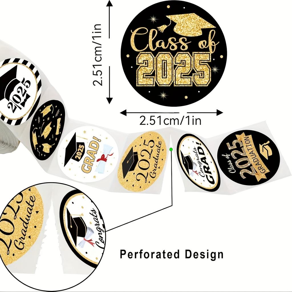 500 Stickers Per Roll for Graduation Season, Featuring Round Non-Drying Adhesive Labels for Caps And Celebration Events.