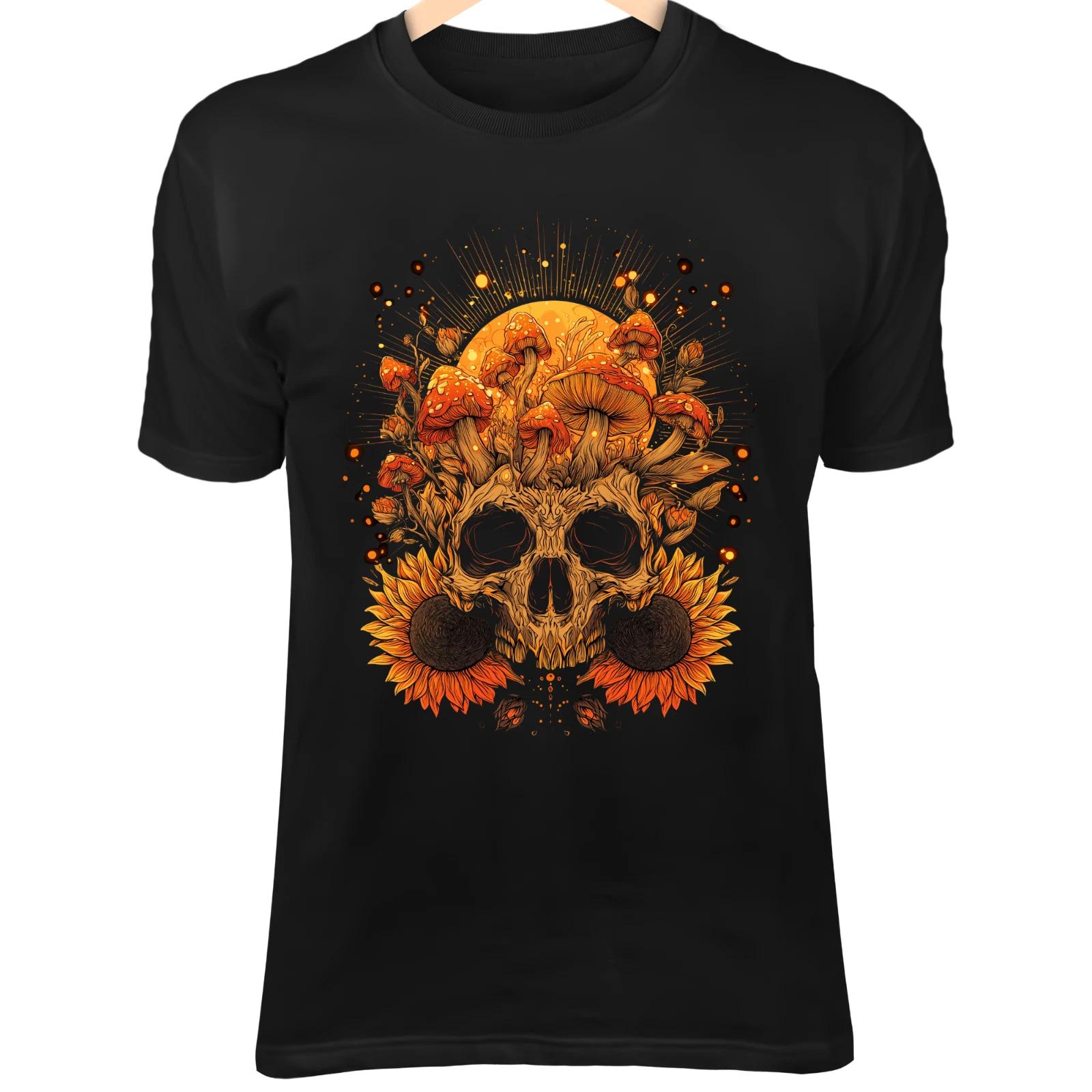 Декоративный Череп - Подсолнухи, Светящиеся Споры и Теплые Оттенки Фэнтези Арт XL