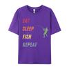 Eat Sleep Fish Repeat TShirt Printed Tops Tees For Men 100 Cotton Fall Fishing Printing Tops Shirt Prevalent