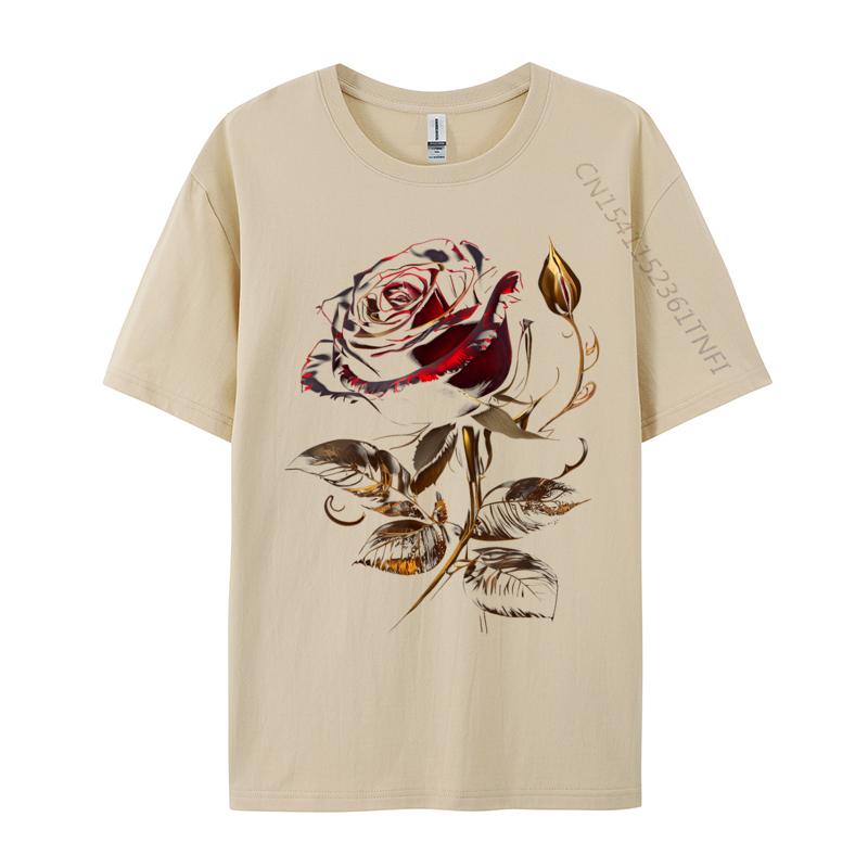 Deep Red Rose Black And Gold for Normal Man 2024 New Design Luxury Designer T-Shirts Cotton Fabric Men Tshirt Europe Tees