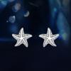 White Starfish Moissanite Stud Earrings Round Cut 925 Sterling Silver Earring