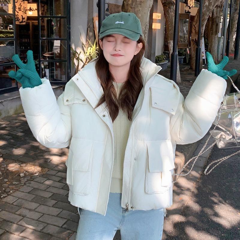 2025 New Down Cotton Jacket Women's Fashion Hooded Short Cotton Jacket Loose Winter Korean Cotton Jacket Thickened Bread Jacket
