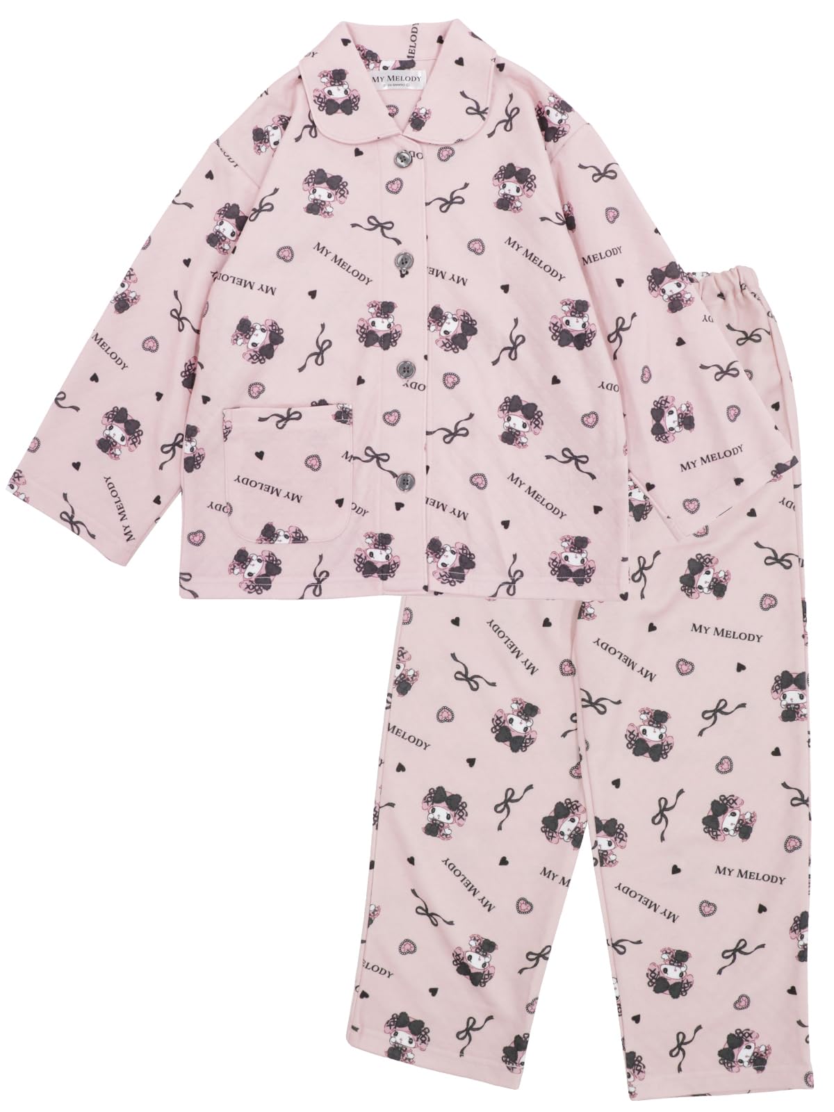 

Sanrio Characters My Melody Kuromi Kids Пижама с длинным рукавом, стеганое одеяло, рубашка с узором по всей длине, весна-осень, розовый, фиолетовый, 120 см, 130 см, 140 см [Kaitak Family]