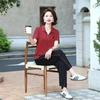Women's Summer Sports Suit: Stylish, Age-defying, Short-sleeved T-shirt for Middle-aged Ladies with a High-end Feel.