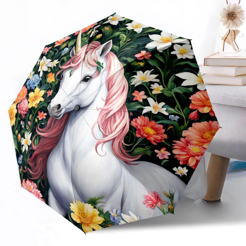 Unicorn Automatic Umbrella Compact 8-Rib Design Durable  & Iron All-Season Umbrella for Travel Elegant Women's Umbrella