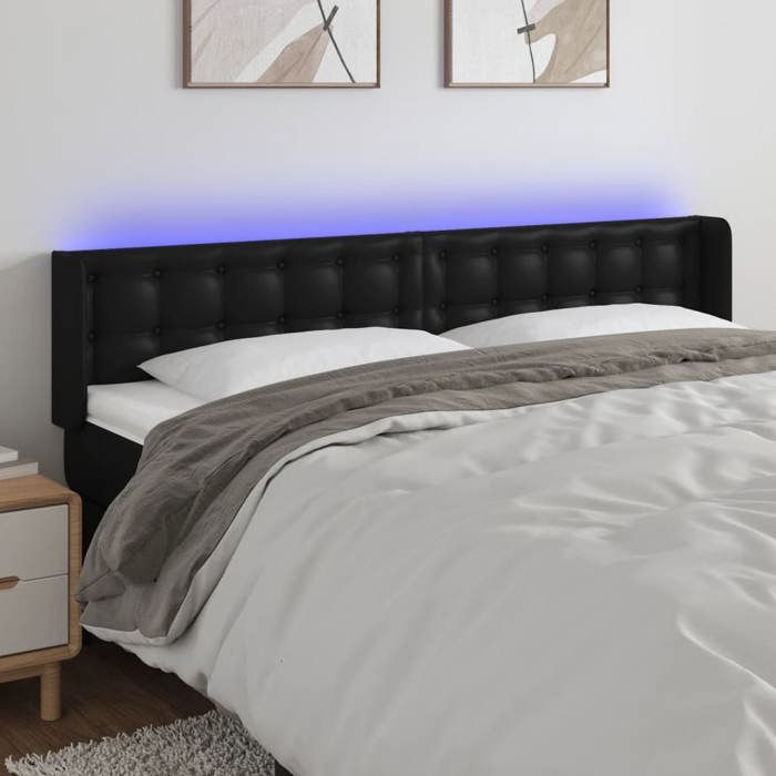 VidaXL Tête de Lit à LED Meuble de Chambre à Coucher Accessoire de Lit Double Tête de Cadre de Lit Intérieur Noir 3123338