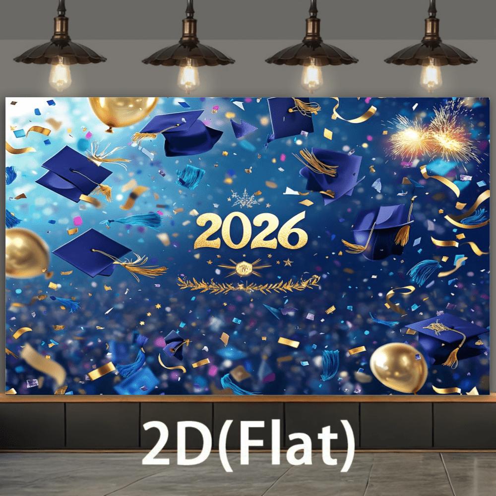 1Pcs Graduation 2026 Golden Blue Decoration Background Backdrop For Photo Studio Photo Booth Party