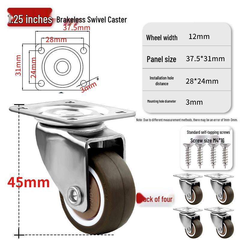 Ultra-Quiet Universal Small Trolley Load-Bearing Swivel Caster for Furniture