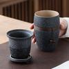 Japanischer Stil Tee-Trennung Aufbrühbecher Keramikkappe Kreativer Filter Tragbar Haushalts-Teetasse Wasserbecher