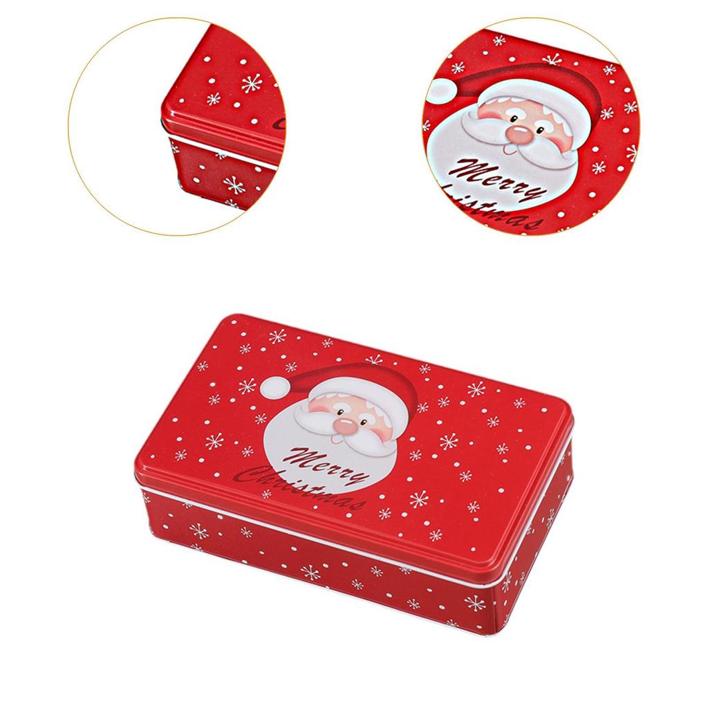 Christmas Tin Box Candy Gift Box Decoration with Lid Christmas Candy Case Biscuit Candy Jar for Christmas Party Supplies Holiday