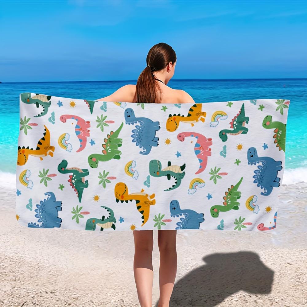 

Cute Dinosaur Beach Towel, Microfiber Quick Dry Soft Lightweight Absorbent for Adults Teens Swimming Camping Travel W40*H60(CM)