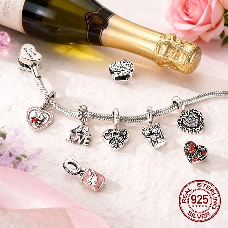 Valentines Day Charm Bead Charms Copper Couple Kiss Dangle Pendant Compatible With Bangle Bracelets Necklaces Do It Yourself Jewellery