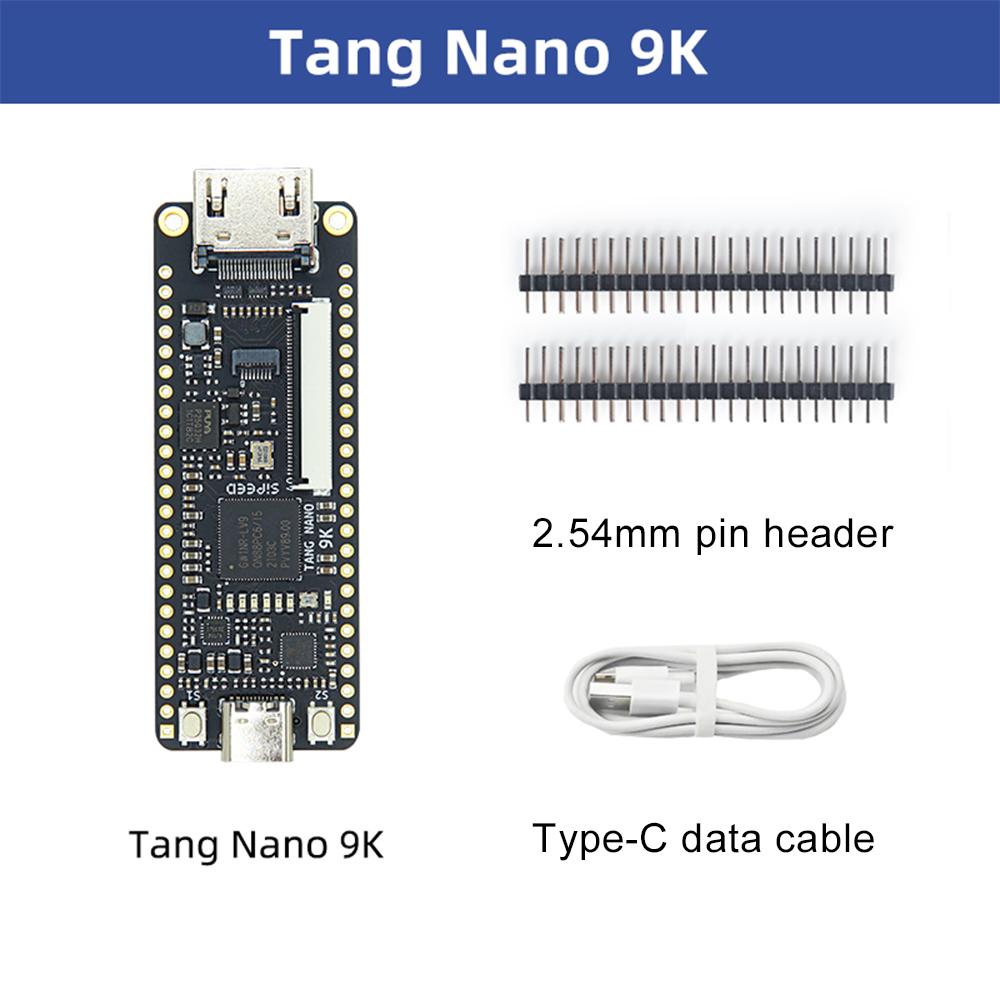 Sipeed Tang Nano 9K FPGA Development Board GOWIN GW1NR-9 RISC-V 2.54mm Pin Header+Type-C Data Cable+4.3/5/7 Inch SPI Screen
