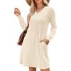 Womens V Neck Fall Dresses Long Sleeve Casual Sweater Short Dress Fashion Clothes
