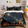 Starry Sky Architecture Art Decor Bedding Set with 1 Duvet Cover 2 Pillowcases Single Double King Queen Gift