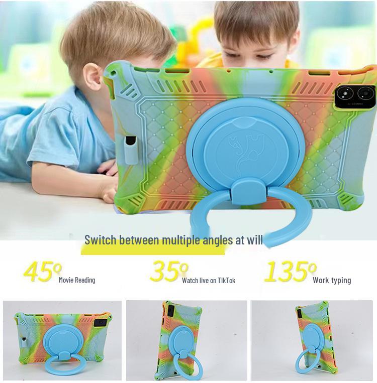 Rotatable Leather-Texture Silicone Case for Teclast T40 5G Tablet, Anti-Drop Protection