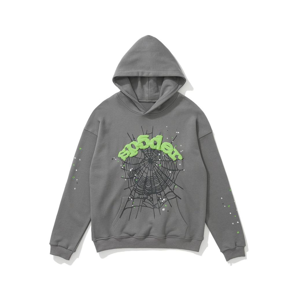 Sp5der 555555 Unisex Spinnennetz-Hoodie mit Schaumstoff-Schriftzug