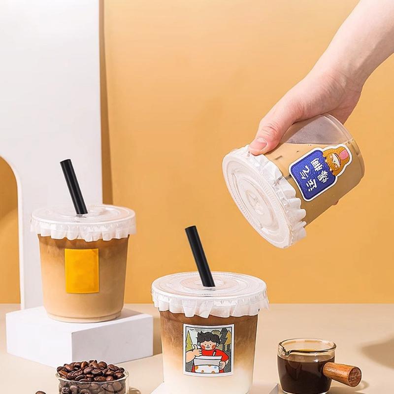 10Pcs 360/420/520Ml Plastic Straw Cups With Lids Snack And Drink Cup Cold Cup Clear Disposable Pet Plastic Cup Boba Milk Tea Cup