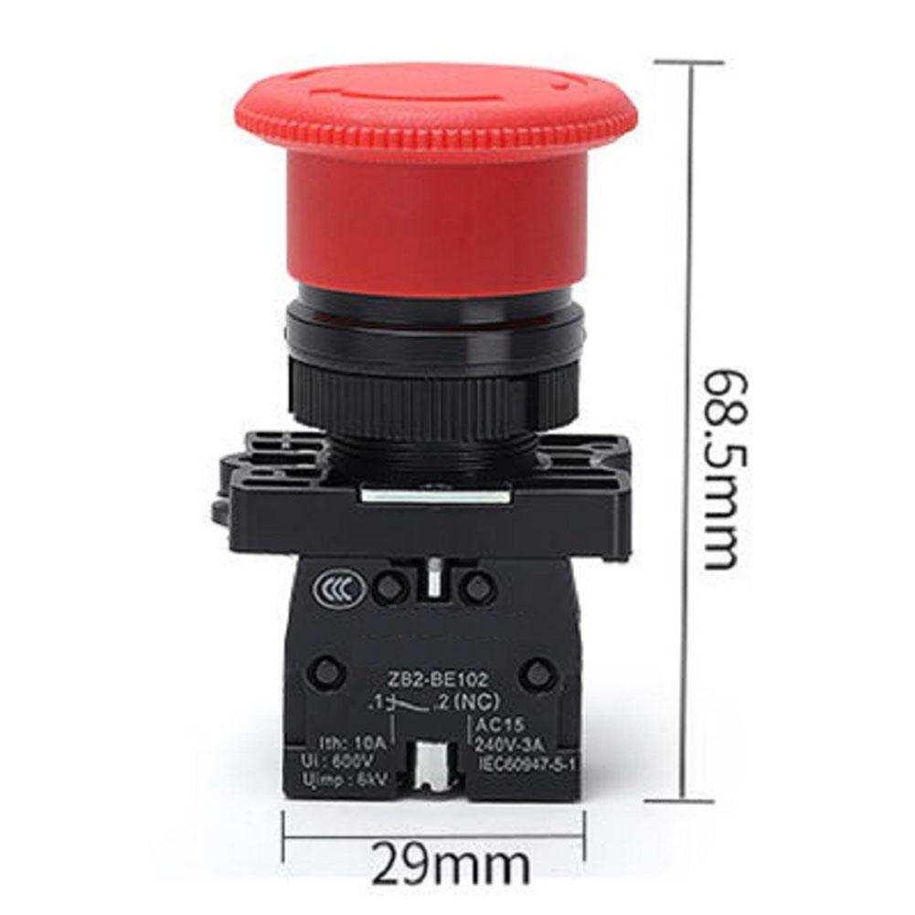 22mm Red Industrial Push Button Switch XB2 ES542 Exigent Stop with Self Locking 1NC 600V 10A for Machine Controls